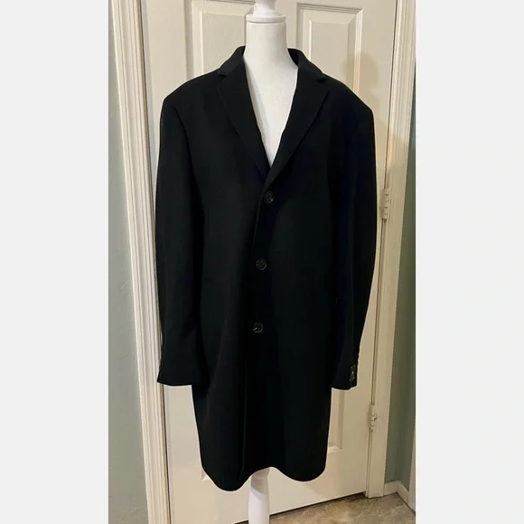 Nordstrom Men's Mason Wool Cashmere Blend Overcoat CoatJacket Black Size M Pea Coats
